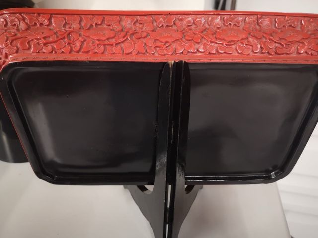 Vassoio Cinese Rosso Drago Intagliato