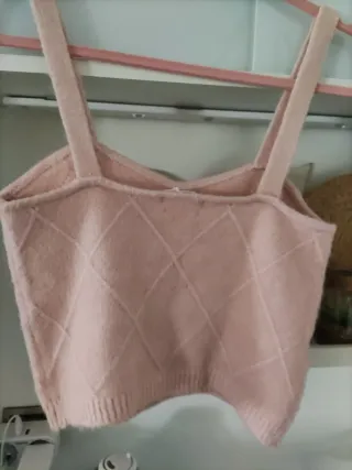 Top punto perlas Mango rosa