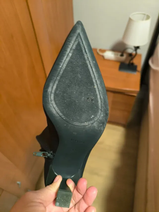 Botas de tacón verde botella de punta fina