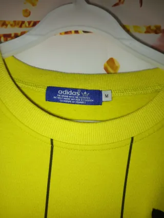 Sudadera Adidas Rayas Verticales Amarilla