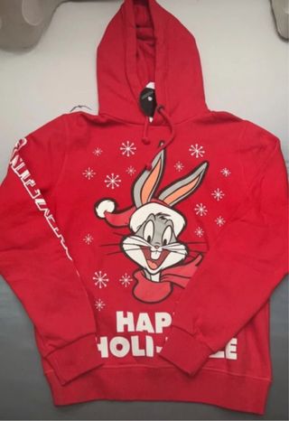 Sudadera Bershka Bugs Bunny Navideña Roja