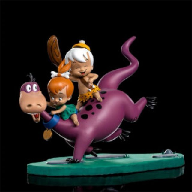 Figura Iron studio  Dino,Pebbles y Bamm.picapiedra
