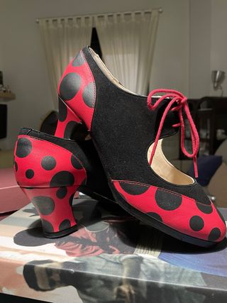 Zapatos Flamenco Profesionales Rojo y Negro