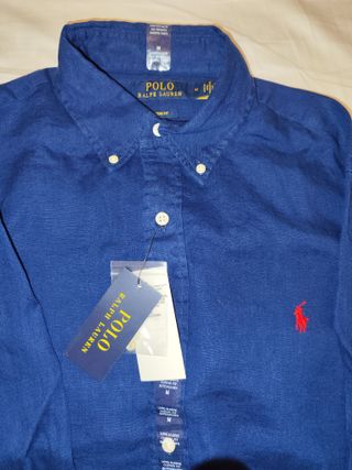 Camisa Polo Ralph Lauren Lino Azul Talla M
