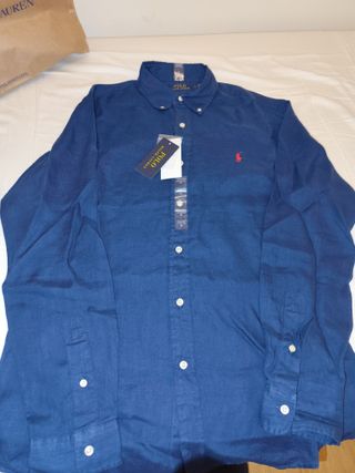 Camisa Polo Ralph Lauren Lino Azul Talla M
