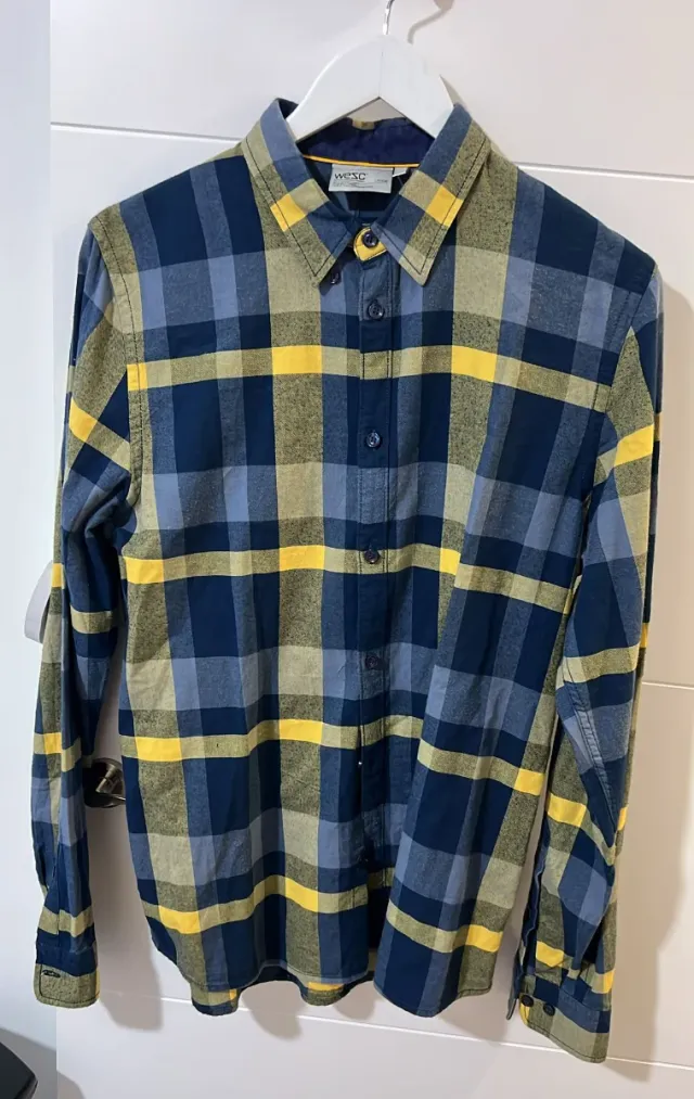 Camisa de cuadros WESC azul y amarilla