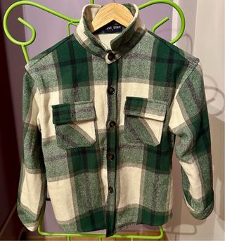 Camicia in flanella a quadri verde per bambino