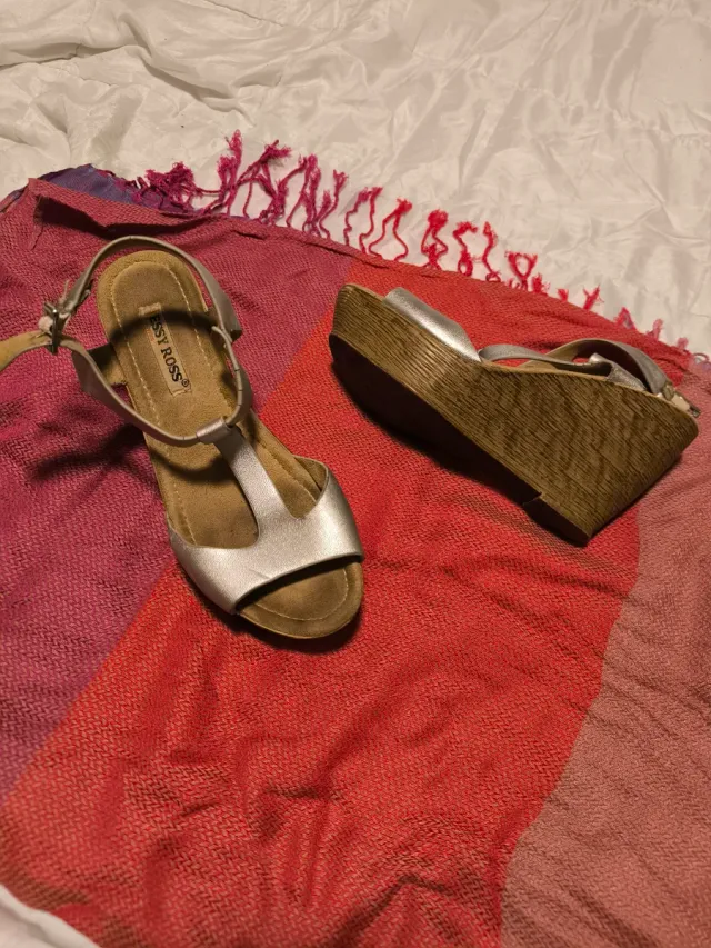 Sandalias de verano plateadas