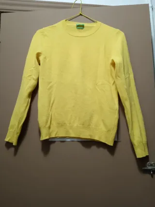Jersey Benetton Lana Virgen Talla XS Amarillo