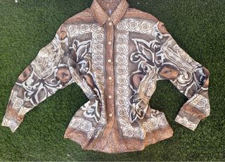 Blusa Vintage Marrón y Beige 90s
