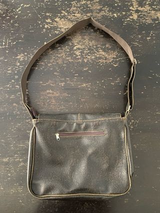 Bolso mensajero cuero negro/marrón