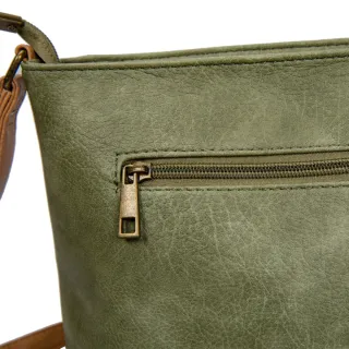 Bandolera ecopiel verde y marrón