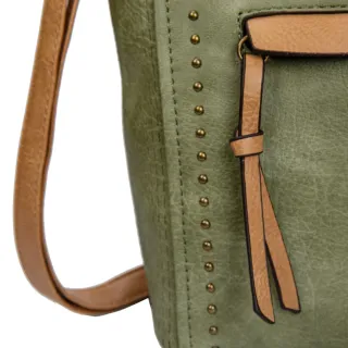 Bandolera ecopiel verde y marrón