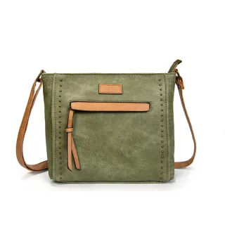 Bandolera ecopiel verde y marrón