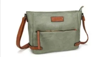 Bandolera ecopiel verde y marrón