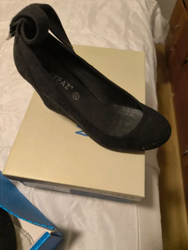 Zapatos Marypaz ante cuña negros talla 37