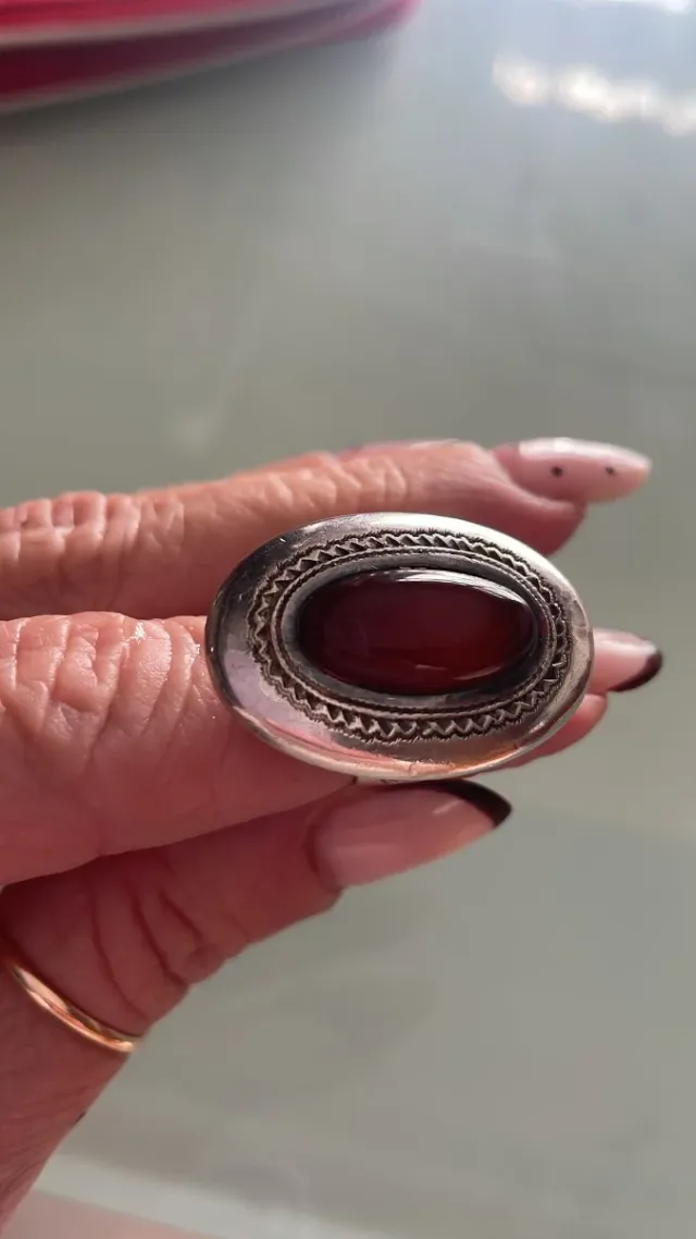 Anello Argento con Pietra Rossa