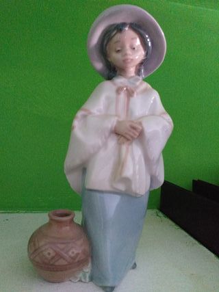 Figura Lladró Porcelana Mujer Sombrero