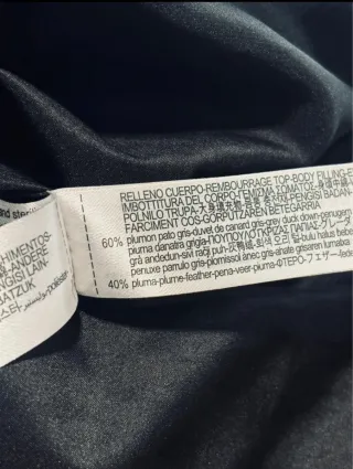 Plumífero largo Zara negro talla XXL