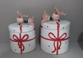 Biscottiera con renna natalizia