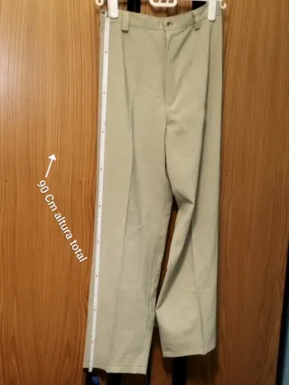 Pantalón Clásico Recto de Color Crudo  Beige ESP