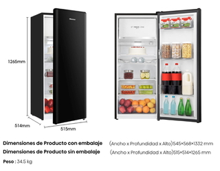 Frigorífico Hisense 1 Puerta Negro