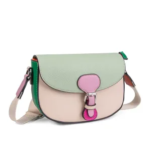 Bandolera ecopiel naranja y rosa