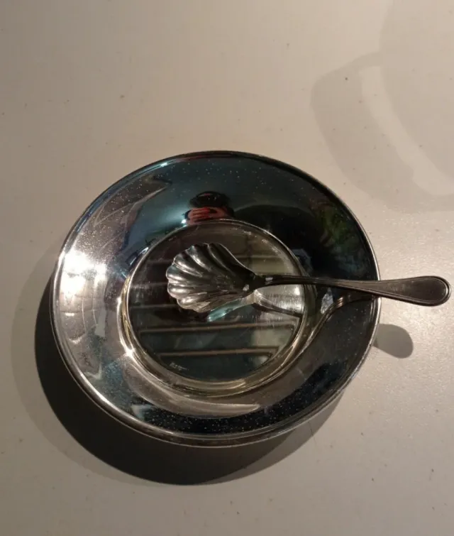 Formaggiera e cucchiaino silver plated