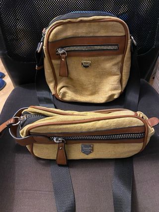 Conjunto Binnari: Bolso y Neceser Beige/Marrón