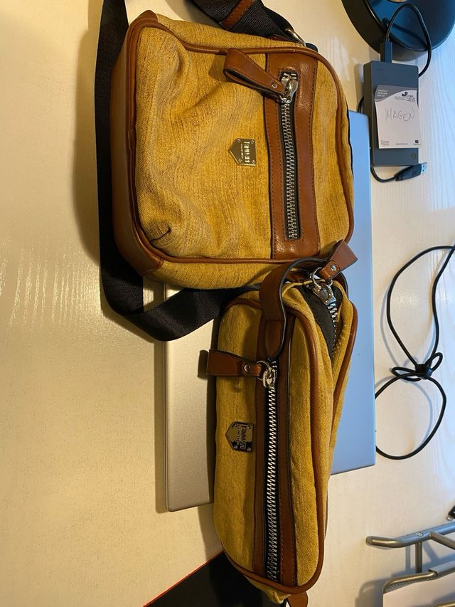 Conjunto Binnari: Bolso y Neceser Beige/Marrón