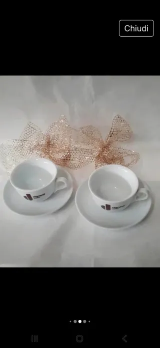 Set 2 Tazze e 2 piattini porcellana cappuccino Dan