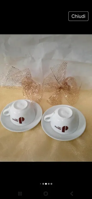 Set 2 Tazze e 2 piattini porcellana cappuccino Dan