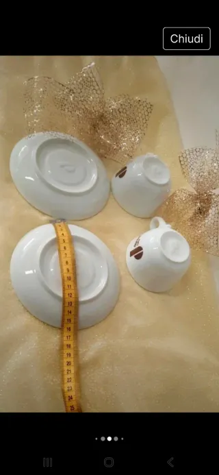 Set 2 Tazze e 2 piattini porcellana cappuccino Dan