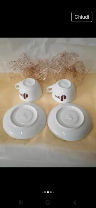 Set 2 Tazze e 2 piattini porcellana cappuccino Dan