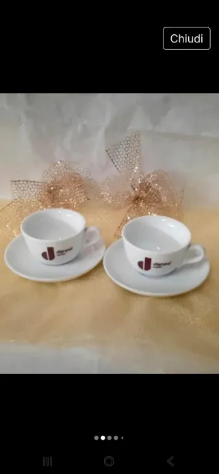 Set 2 Tazze e 2 piattini porcellana cappuccino Dan
