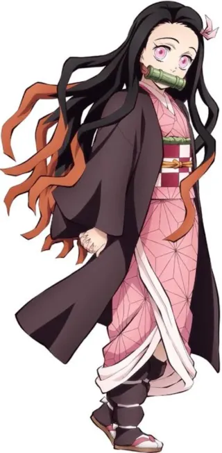 Peluca Larga Morena Cosplay Nezuko Demon Slayer