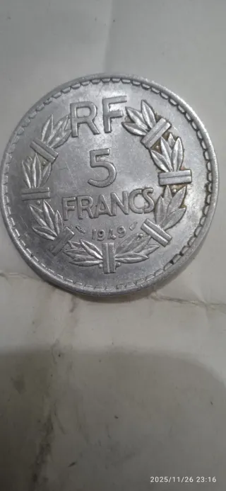 Moneda 5 Francos Franceses 1949