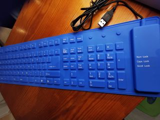 Teclado Flexible Silicona USB Azul Enrollable