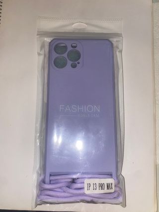 Funda Móvil Morada Iphone 13 Pro Max con cordón.