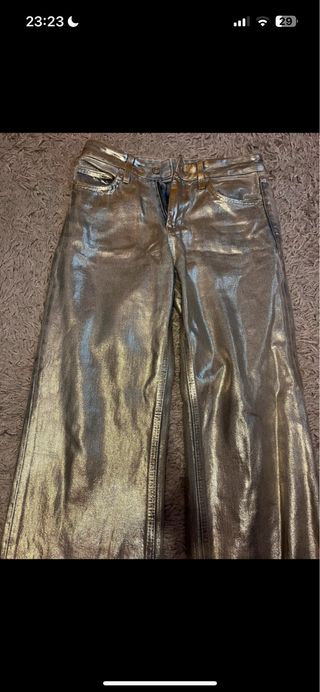 Pantalones plateados Zara