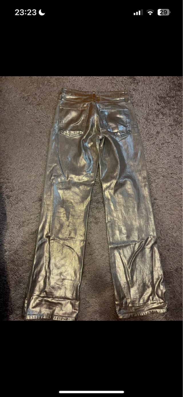 Pantalones plateados Zara