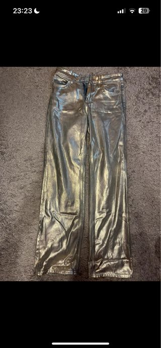 Pantalones plateados Zara