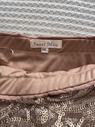 Falda mini lentejuelas vintage rosado dorado