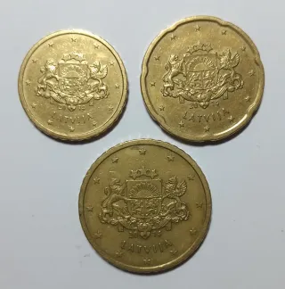 Trittico Monete Euro Cent Lettonia 10-20-50