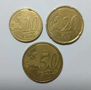 Trittico Monete Euro Cent Lettonia 10-20-50