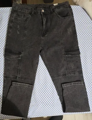 Jeans cargo grigio scuro uomo