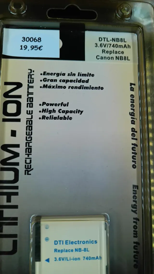 Batería NB8L 3.6v para cámara Canon