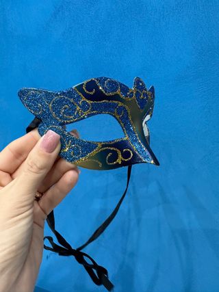 Maschera Carnevale Blu e Oro