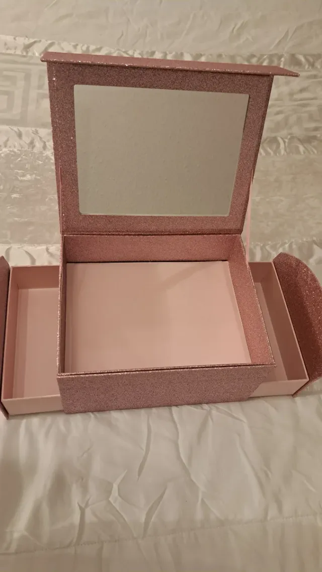 Caja Joyero Rosa Brillante con Espejo