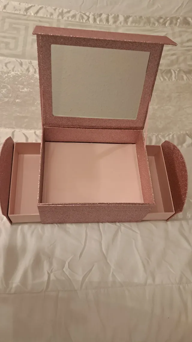 Caja Joyero Rosa Brillante con Espejo